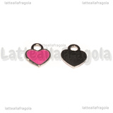Ciondolo Cuore in Acciaio Inox smaltato Rosa 12x10.5mm