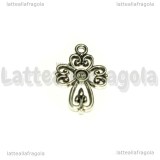 Ciondolo Croce in metallo argento antico 22x14mm