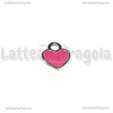 Ciondolo Cuore in Acciaio Inox smaltato Rosa 12x10.5mm