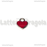 Ciondolo Cuore in Acciaio Inox smaltato Rosso 12x10.5mm