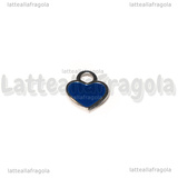 Ciondolo Cuore in Acciaio Inox smaltato Blu 12x10.5mm