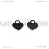 Ciondolo Cuore in Acciaio Inox smaltato Nero 12x10.5mm