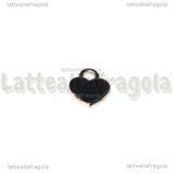 Ciondolo Cuore in Acciaio Inox smaltato Nero 12x10.5mm
