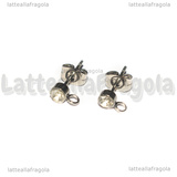 Coppia Perni in Acciaio Inox con asola e strass cristal 4mm