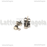 Coppia Perni in Acciaio Inox con asola e strass cristal 4mm