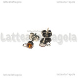 Coppia Perni in Acciaio Inox con asola e strass arancio 4mm
