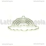 Ciondolo Bezel Arcobaleno in metallo silver plated 40x26mm