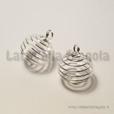 Ciondolo a spirale per pietre e perle in metallo silver plated  20x25mm