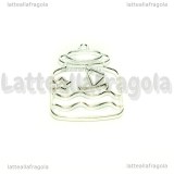 Ciondolo Bezel Barchetta in Bottiglia in metallo silver plated 35x25mm