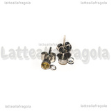 Coppia Perni in Acciaio Inox con asola e strass light topaz 4mm
