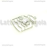 Ciondolo Bezel Barchetta in Bottiglia in metallo silver plated 35x25mm