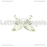 Ciondolo Bezel Ala di Farfalla in metallo silver plated 30x18mm