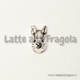 Charm testa di coniglio in metallo argentato 14x8mm