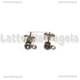 Coppia Perni in Acciaio Inox con asola e strass nero fumo 4mm