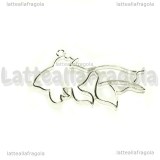 Ciondolo Bezel Pesce in metallo silver plated 61x36mm