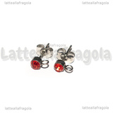 Coppia Perni in Acciaio Inox con asola e strass tramonto 4mm