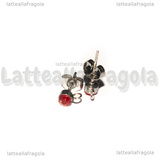 Coppia Perni in Acciaio Inox con asola e strass tramonto 4mm