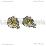 Perni lavorati con Strass Verde 4mm Testa in Metallo Perno in Acciaio Inox