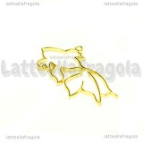 Ciondolo Cornice Pesce in metallo gold plated 61x36mm