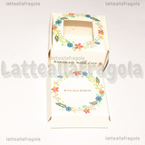 Scatola in Cartone Bianco Fantasia Fiori Handmade with Love 4.3x4.3x2.7cm