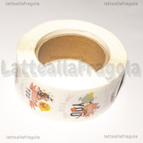 500 Adesivi Tondi Thank You fantasia Birds 25mm