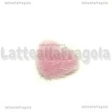 Cabochon Cuore in alluminio e pelouche rosa chiaro 16mm