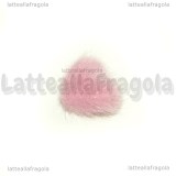 Cabochon Cuore in alluminio e pelouche rosa chiaro 16mm