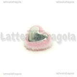 Cabochon Cuore in alluminio e pelouche rosa chiaro 16mm