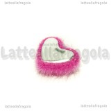Cabochon Cuore in alluminio e pelouche rosa scuro 16mm