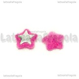 Cabochon Stella in alluminio e pelouche rosa scuro 16mm