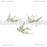 Charm Rondine in metallo argento antico 24x17mm