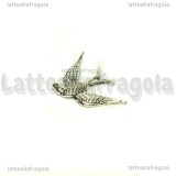 Charm Rondine in metallo argento antico 24x17mm