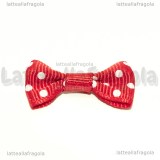 Fiocco Rosso a pois bianchi in poliestere 30x15mm