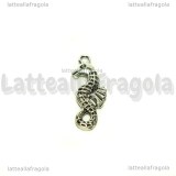 Ciondolo Cavalluccio Marino double-face in metallo argento antico 26x9mm
