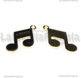 Ciondolo Nota Musicale in metallo dorato smaltato 16x22mm