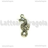 Ciondolo Cavalluccio Marino double-face in metallo argento antico 26x9mm