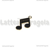 Ciondolo Nota Musicale in metallo dorato smaltato 16x22mm