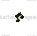 Ciondolo Nota Musicale in metallo dorato smaltato 16x22mm