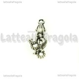 Charm Calamaro in metallo argento antico 25x10mm