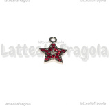 Ciondolo Stella in Acciaio Inox con pavè di strass rossi 15.5x13mm