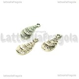 Charm Conchiglia double-face in metallo argento antico 15x7mm