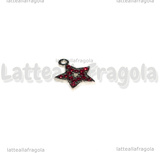 Ciondolo Stella in Acciaio Inox con pavè di strass rossi 15.5x13mm