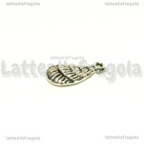 Charm Conchiglia double-face in metallo argento antico 15x7mm