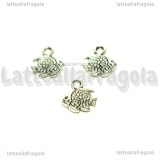 Charm Pesce Scalare double-face in metallo argento antico 11x10mm