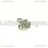 Charm Pesce Scalare double-face in metallo argento antico 11x10mm