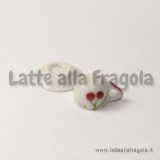 Set tazzina con piattino in ceramica bianca decorazione ciliegie 10mm