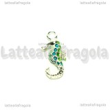 Charm Cavalluccio Marino 3D in metallo smaltato silver plated 21x9mm