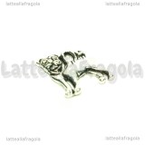 Charm Cane Carlino fronte-retro in metallo argento antico 14x16mm
