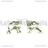 Charm Cane Carlino fronte-retro in metallo argento antico 14x16mm