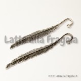 Segnalibro Piuma in metallo zincato argento antico 80x12mm